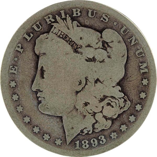1893 S MORGAN SILVER DOLLAR.                      