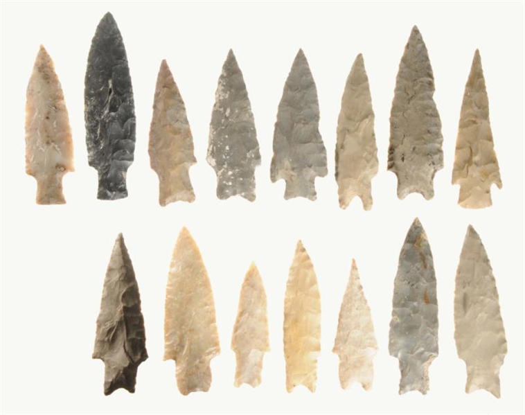 LOT OF 15: TEXAS PROJECTILE POINTS.               