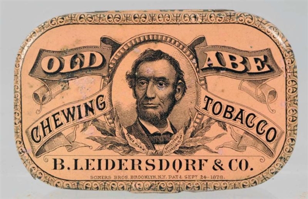 OLD ABE CHEWING TOBACCO POCKET TIN.               