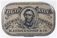 OLD ABE CHEWING TOBACCO FLAT POCKET TIN.          