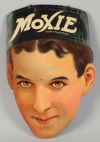 MOXIE BOY DIE-CUT EMBOSSED TIN LITHO SIGN.        