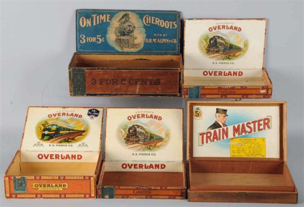 LOT OF 5: TRAINS, TRAINS & TRUCK CIGAR BOXES.     