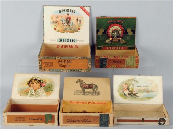 LOT OF 5: ASSORTED CIGAR BOXES.                   