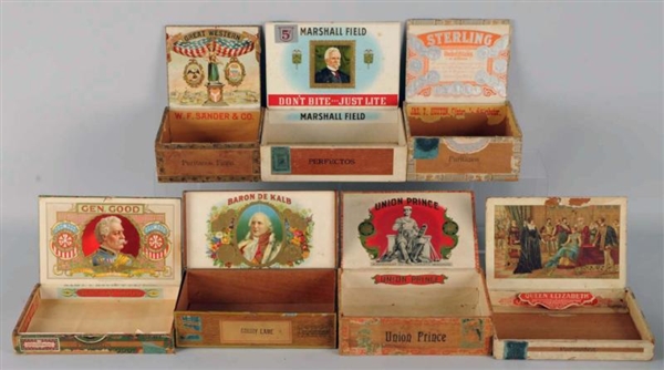 LOT OF 7: POLITICAL, MILITARY ETC. CIGAR BOXES.   