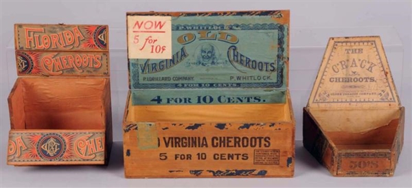 LOT OF 3: CHEROOTS CIGAR BOXES.                   