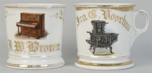 LOT OF 2: PIANO AND OVEN SHAVING MUGS.            