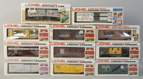 LOT OF 11: LIONEL FREIGHT TRAIN CARS.             