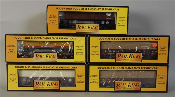 LOT OF 5: MTH RAIL KING FREIGHT TRAIN CARS.       
