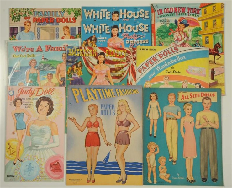 LOT OF 10: GROWN-UP THEME PAPER DOLL SETS.        