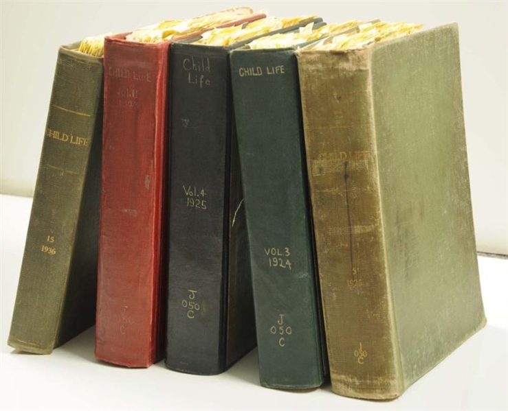 LOT OF 5: BOUND VOLUMES OF CHILD LIFE BOOKS.      