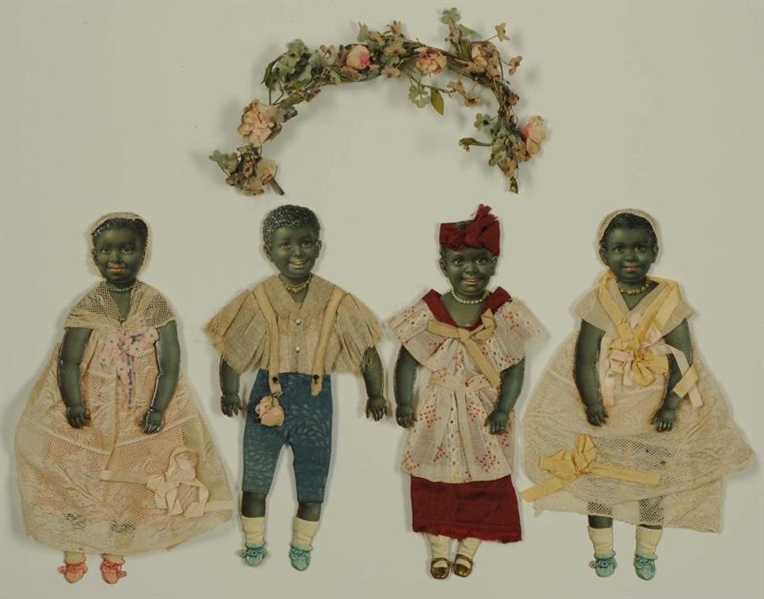 LOT OF 4: VICTORIAN AFRICAN AMERICAN PAPER DOLLS. 
