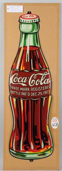 1932 COCA-COLA EMBOSSED TIN CUTOUT BOTTLE SIGN.   