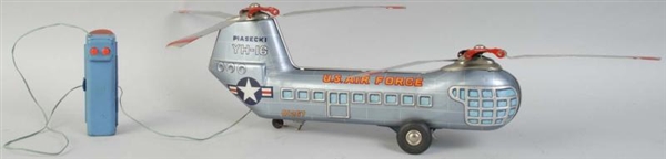 BATTERY-OPERATED TIN LITHO HELICOPTER TOY.        