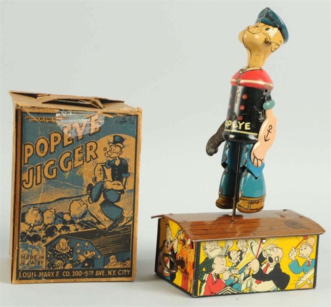TIN MARX WIND-UP POPEYE JIGGER ROOF DANCING TOY.  