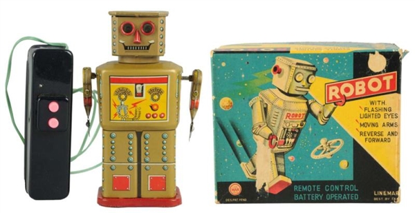 TIN LITHO & PAINTED TIN BATTERY-OPERATED ROBOT.   