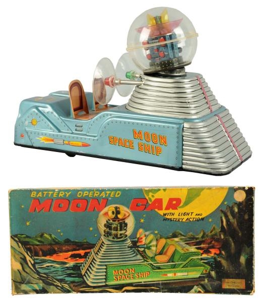 TIN LITHO BATTERY-OPERATED MOON SPACE SHIP.       