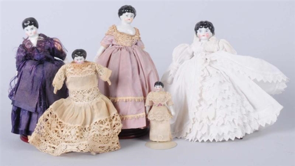 LOT OF 5: GERMAN CHINA DOLLS.                     