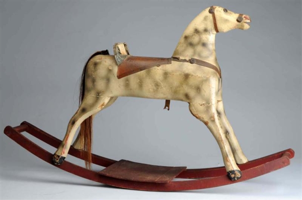EARLY & RARE 19TH CENTURY WOODEN ROCKING HORSE.   