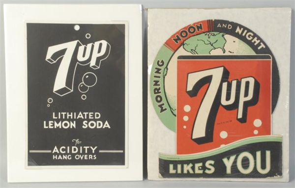LOT OF 2: CARDBOARD 7UP SIGNS.                    