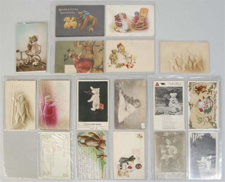 LOT OF 18: POSTCARDS FEATURING BEARS.             