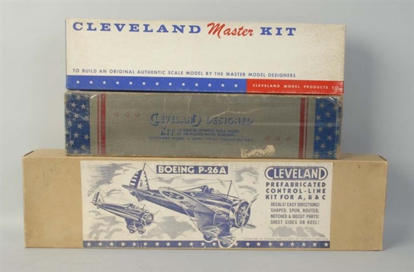 LOT OF 3: EARLY CLEVELAND WOODEN PLANE MODEL KITS 