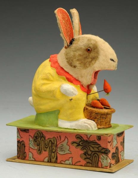 RARE MECHANICAL RABBIT FEEDER CANDY CONTAINER.    
