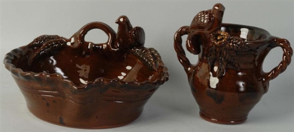 LOT OF 2: NED FOLTZ REDWARE PIECES.               