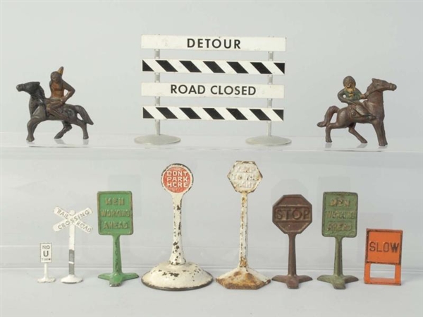 CAST IRON FIGURES & ROAD SIGNS                    