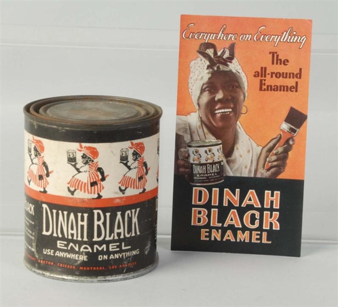 DINAH BLACK PINT CAN WITH COLORFUL FLYER.         