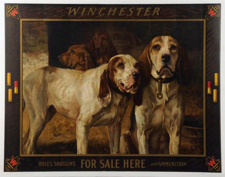 1907 WINCHESTER PAPER POSTER WITH DOGS.           