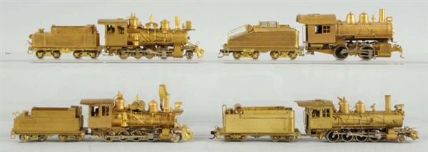 LOT OF 4: BRASS HO TRAIN ENGINE & TENDER COMBOS.  