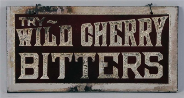 WILD CHERRY BITTERS REVERSE ON GLASS SIGN.        