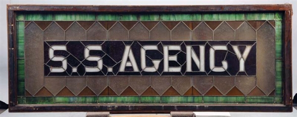 LARGE S.S. AGENCY STAINED GLASS LIGHT-UP SIGN.    