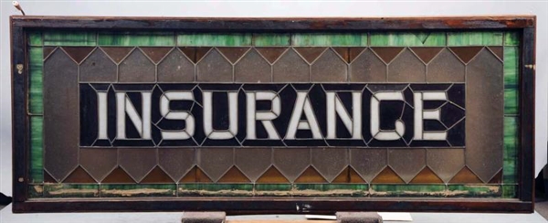 INSURANCE STAINED GLASS LIGHT-UP SIGN.            