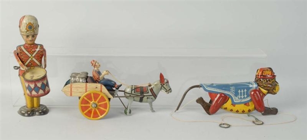 LOT OF 3: TIN LITHO MARX AND UNIQUE ART TOYS.     