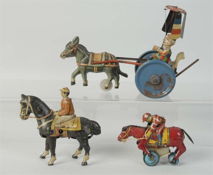 LOT OF 3: GERMAN TIN LITHO WIND-UP TOYS.          