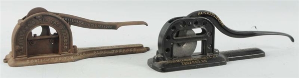 LOT OF 2: CAST IRON TOBACCO CUTTERS.              
