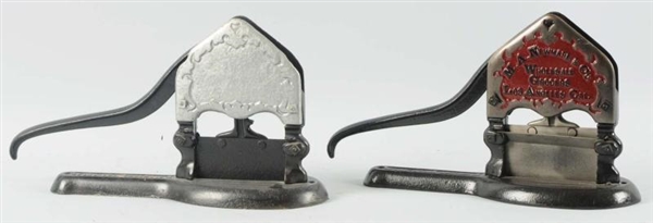LOT OF 2: EARLY CAST IRON TOBACCO CUTTERS.        