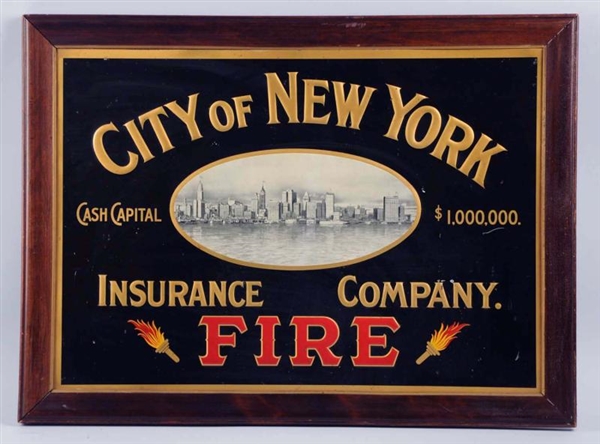 CITY OF NEW YORK FIRE INSURANCE CO. TIN SIGN.     