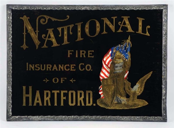 NATIONAL FIRE INSURANCE CO. REVERSE ON GLASS SIGN 