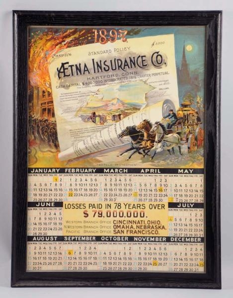 AETNA INSURANCE CO. 1897 PAPER CALENDAR.          