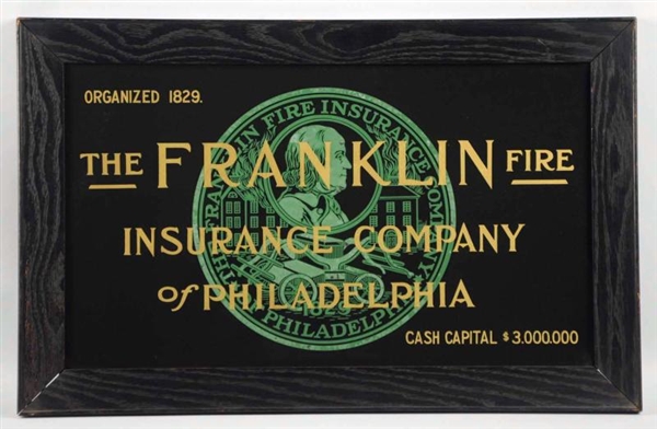 FRANKLIN FIRE INSURANCE CO. REVERSE ON GLASS SIGN 