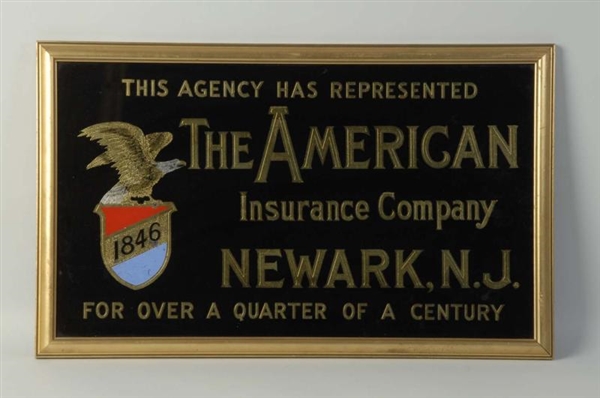 REVERSE ON GLASS AMERICAN INSURANCE SIGN.         