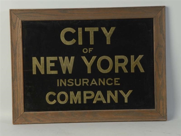 REVERSE ON GLASS CITY OF NEW YORK INSURANCE SIGN  