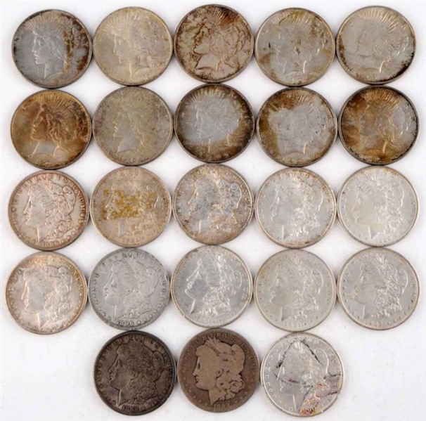 LOT OF 23: SILVER DOLLARS.                        