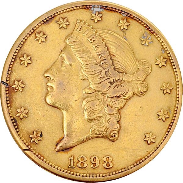 1898 $20 GOLD LIBERTY COIN.                       