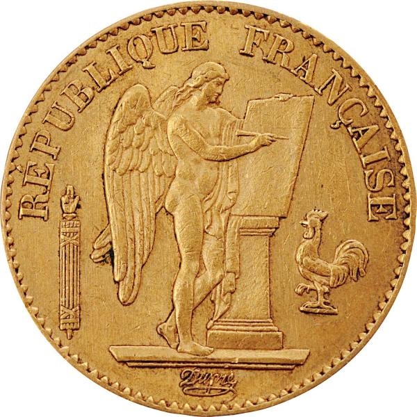 1875 20 FRANCS FRENCH GOLD COIN.                  