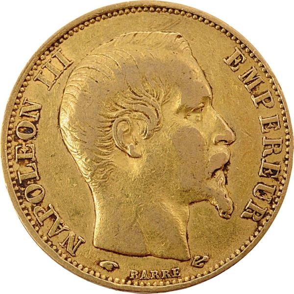 1860 20 FRANCS GOLD COIN.                         