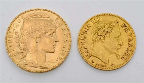 LOT OF 2: FRENCH GOLD COINS.                      