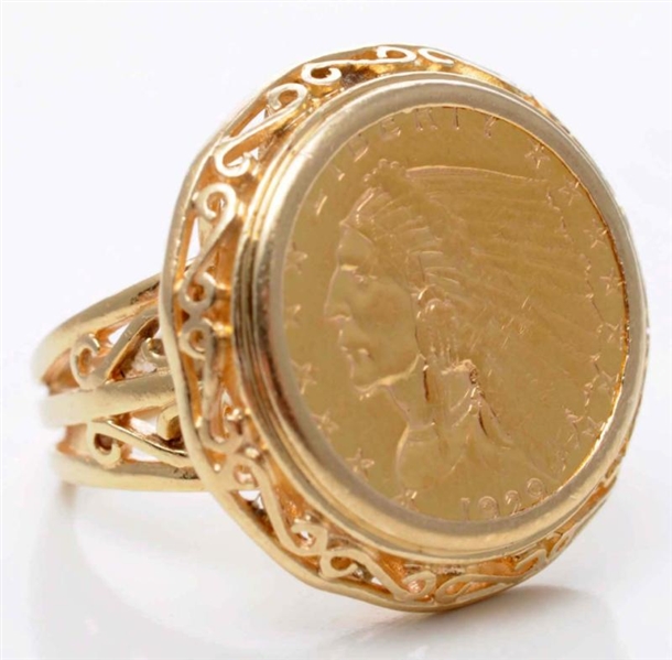 14K Y. GOLD MENS COIN RING.                      